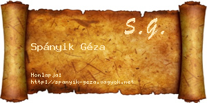Spányik Géza névjegykártya